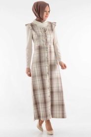 Nayla Collection - Patterned and Buttoned Jillin Dress - Thumbnail