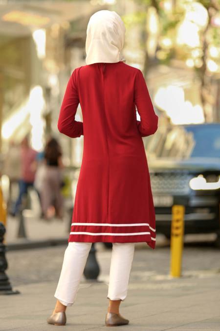 Nayla Collection - Payet Detaylı Bordo Tesettür Tunik 53610BR - 2