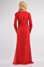 Nayla Collection - Payet Detaylı Kırmızı Elbise - Thumbnail