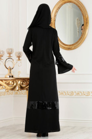 Nayla Collection - Payet Detaylı Siyah Tesettür Elbise 78480S - Thumbnail
