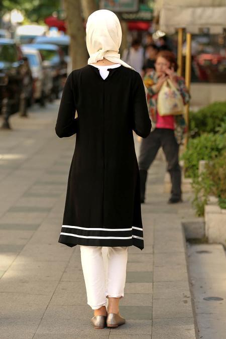 Nayla Collection - Payet Detaylı Siyah Tesettür Tunik 53610S - 2