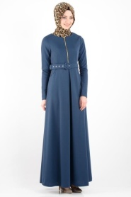 Nayla Collection - Petrol Blue Hijab Dress 2299PM - Thumbnail