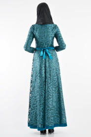 Nayla Collection - Petrol Blue Hijab Dress 4012PM - Thumbnail