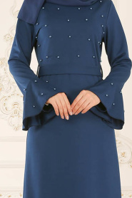 Nayla Collection - Petrol Blue Hijab Dress 51350PM - Thumbnail