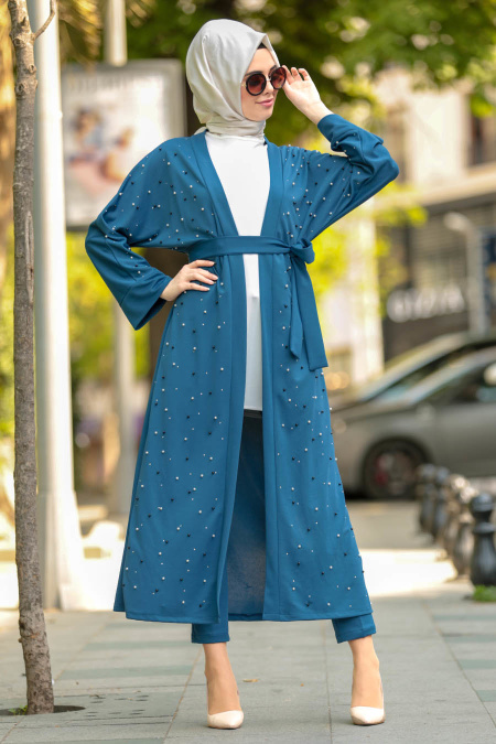 Nayla Collection - Petrol Blue Hijab Suit 100368PM