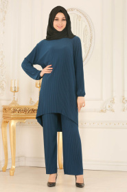 Nayla Collection - Petrol Blue Hijab Suit 560PM - Thumbnail