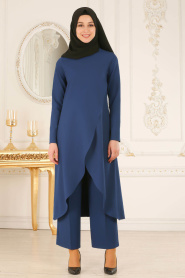 Nayla Collection - Petrol Blue Hijab Suit 6002PM - Thumbnail