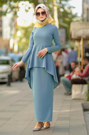 Nayla Collection - Petrol Blue Skirt / Blouse Hijab Suit 10280PM - Thumbnail