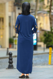 Nayla Collection - Petrol Blue Turkish Abaya 985PM - Thumbnail