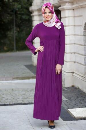 Nayla Collection - Pliseli Fuşya Elbise - 1