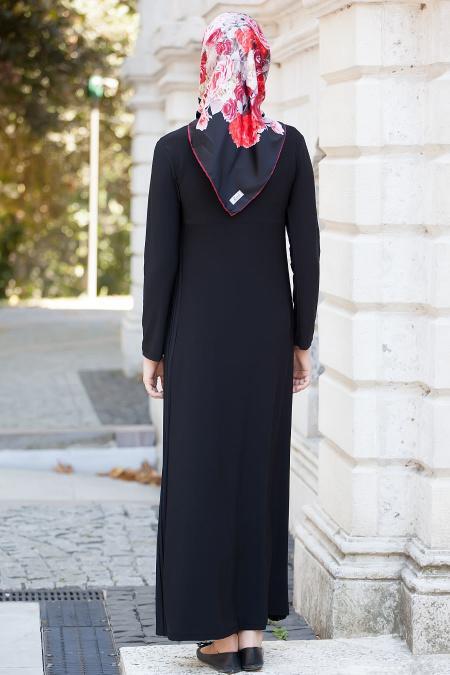 Nayla Collection - Pliseli Siyah Elbise - 3