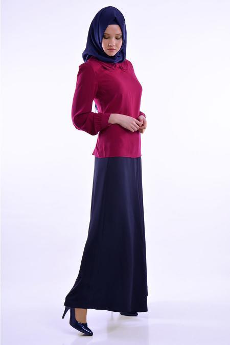 Nayla Collection - Plum Color Hijab Blouse 1036MU - 2