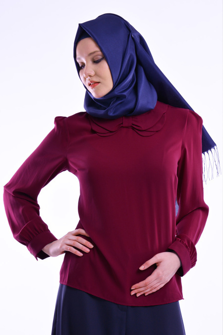 Nayla Collection - Plum Color Hijab Blouse 1036MU