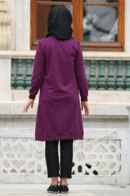 Nayla Collection - Plum COlor Hijab Coat 80200MU - Thumbnail