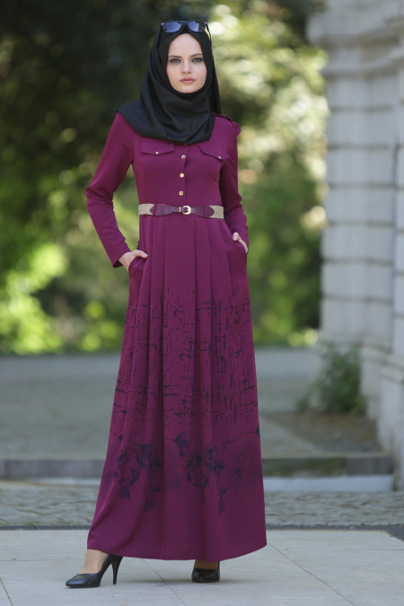 Nayla Collection - Plum Color Hijab Dress 5270MU