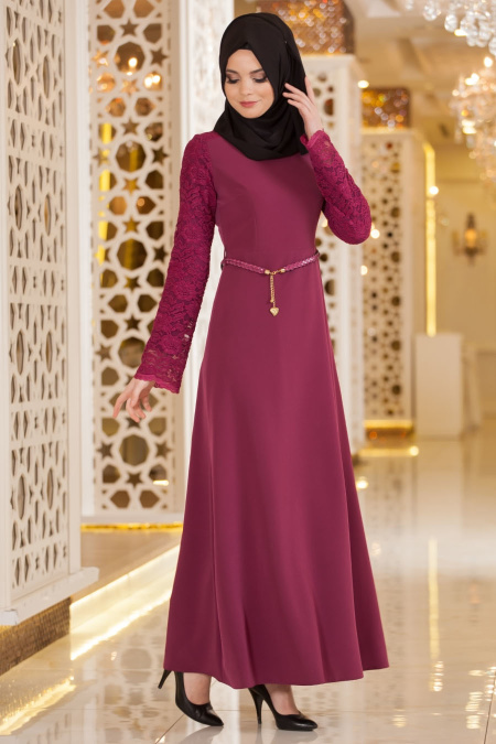 Nayla Collection - Plum Color Hijab Dress 5357MU