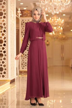 Nayla Collection - Plum Color Hijab Dress 7006MU - 1