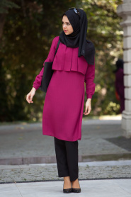Nayla Collection - Plum Color Hijab Tunic 5202MU - Thumbnail