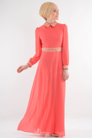 Nayla Collection - Pomegranade Color Hijab Dress 7026NC - Thumbnail