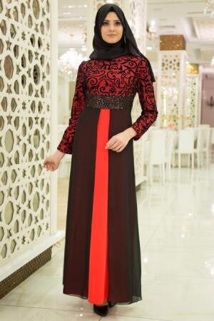 Nayla Collection - Pomegranate Flower Hijab Dress 4109NC - 1