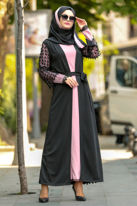 Nayla Collection - Powder Pink Hijab Abaya 100361PD