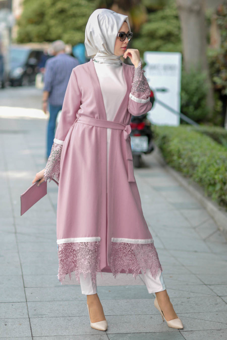Nayla Collection - Powder Pink Hijab Coat 23630PD