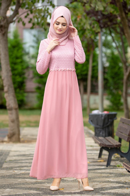 -Nayla Collection - Powder Pink Hijab Dress 100420PD