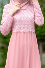 -Nayla Collection - Powder Pink Hijab Dress 100420PD - Thumbnail