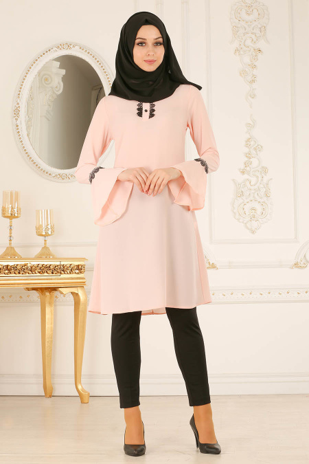 Nayla Collection - Powder Pink Hijab Dress 20041PD