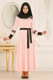 Nayla Collection - Powder Pink Hijab Dress 30401PD - Thumbnail