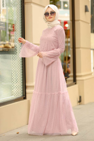 Nayla Collection - Powder Pink Hijab Dress 3708PD - Thumbnail
