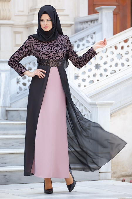 Nayla Collection - Powder Pink Hijab Dress 4109PD