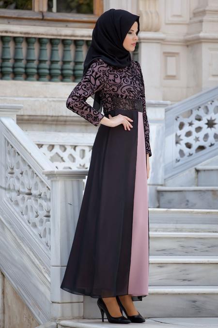 Nayla Collection - Powder Pink Hijab Dress 4109PD - 2