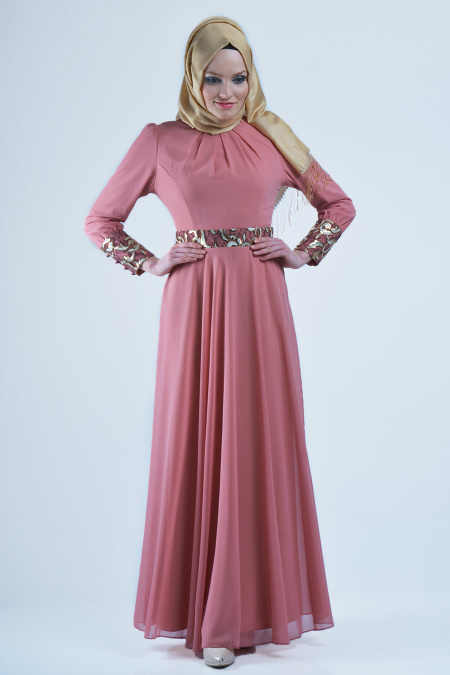 Nayla Collection - Powder Pink Hijab Dress 7000PD