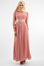 Nayla Collection - Powder Pink Hijab Dress 7009PD - Thumbnail