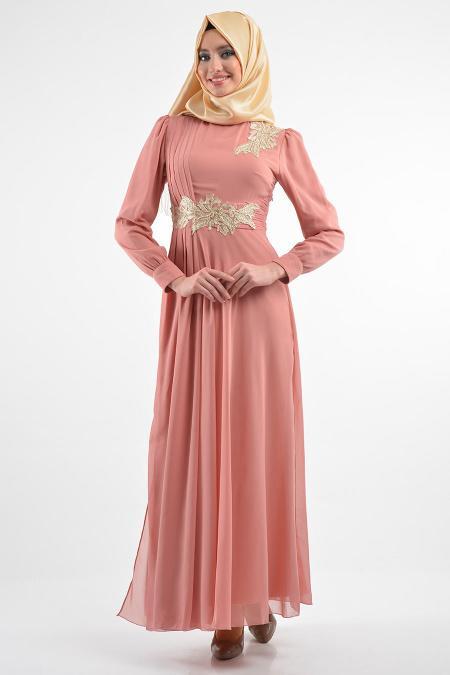 Nayla Collection - Powder Pink Hijab Dress 7009PD - 2