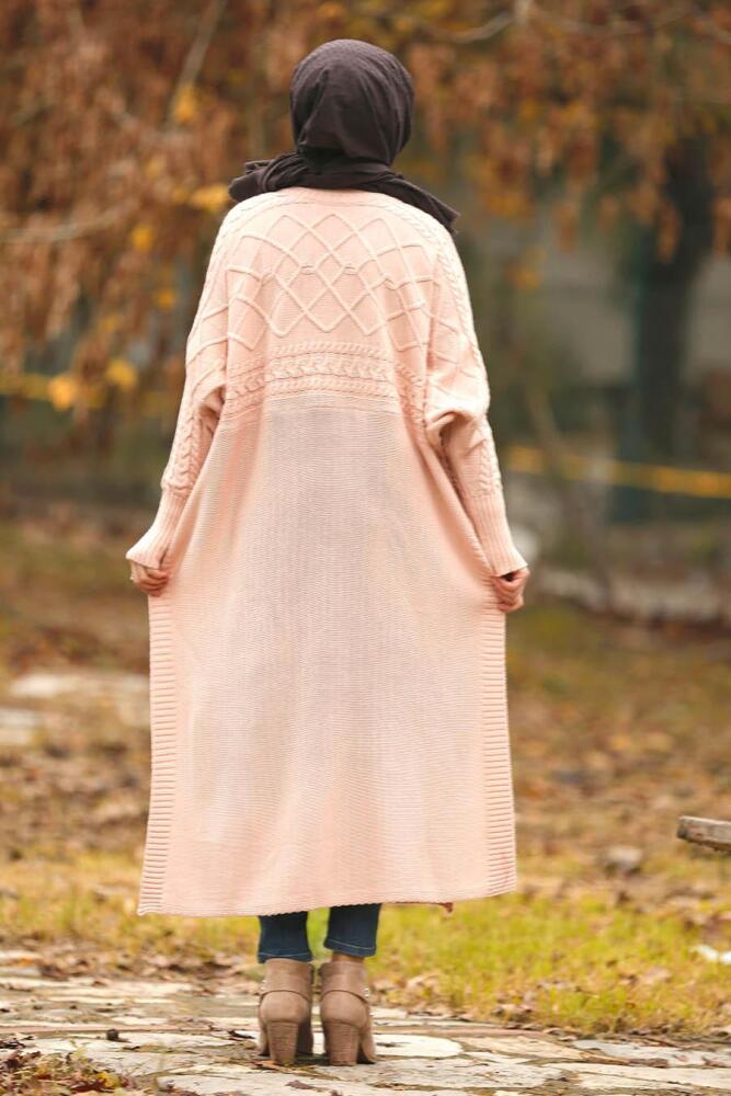 Nayla Collection - Powder Pink Hijab Knitwear Poncho 15598PD - 2