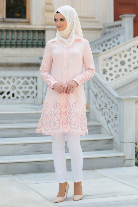 Nayla Collection - Powder Pink Hijab Tunic 485PD