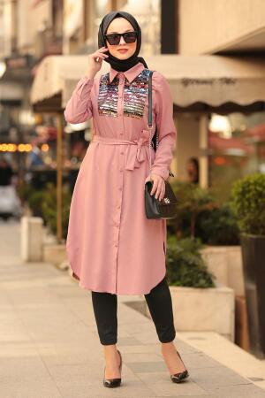 Nayla Collection - Powder Pink Hijab Tunic 5448PD - 1