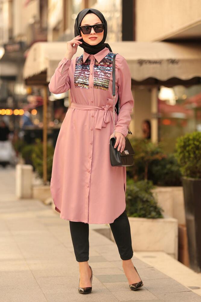 Nayla Collection - Powder Pink Hijab Tunic 5448PD - 1