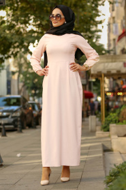 Nayla Collection - Pudra Tesettür Elbise 78301PD - Thumbnail