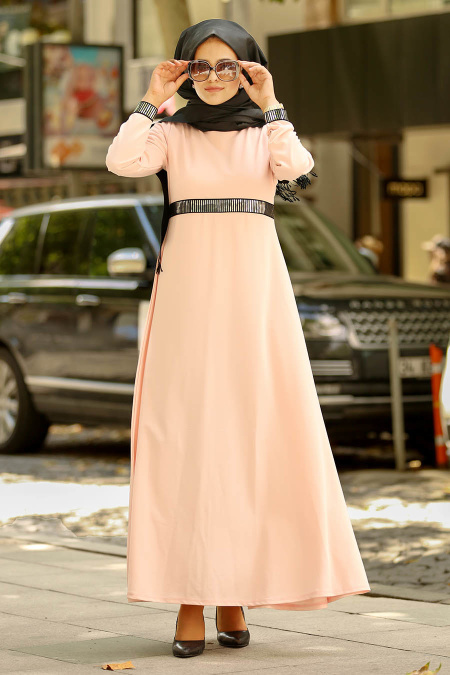 Nayla Collection - Pudra Tesettür Elbise 79180PD