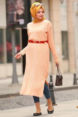 Nayla Collection - Pudra Tesettür Triko Tunik 15436PD - 1