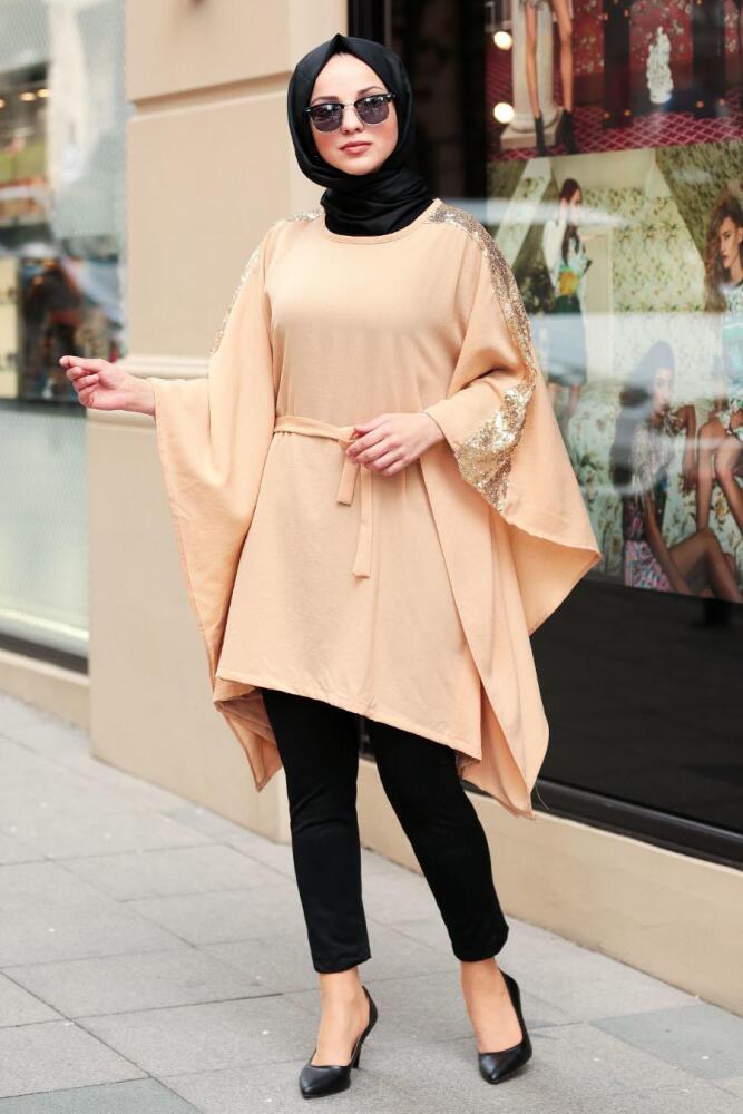 Nayla Collection - Pul Payetli Gold Tesettür Tunik 40481GOLD - 2