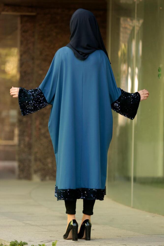Nayla Collection - Pul Payetli İndigo Mavisi Tesettür Tunik 2267IM - 3