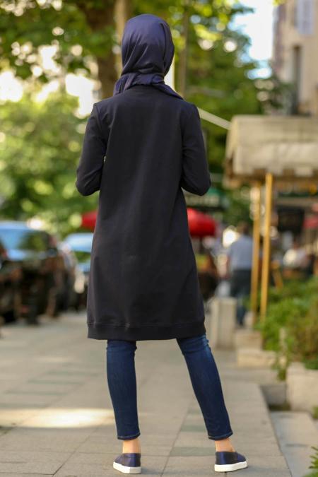 Nayla Collection - Pul Payetli Lacivert Tesettür Kap 80200L - 3