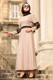 Nayla Collection - Pul Payetli Taş Tesettür Elbise 1002TAS - Thumbnail