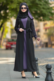 Nayla Collection -Purple Hijab Abaya 100361MOR - Thumbnail