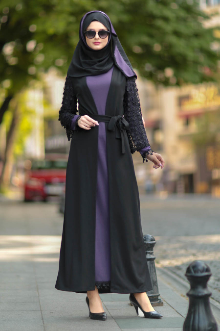 Nayla Collection -Purple Hijab Abaya 100361MOR