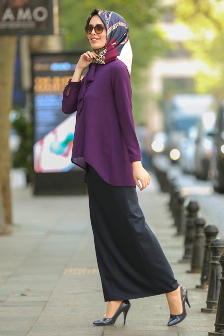 Nayla Collection - Purple Hijab Blouse 10221MOR